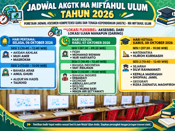 MA Miftahul Ulum Siap Sukseskan AKGTK 2026, Laboratorium Komputer Jadi Garda Terdepan Fasilitasi Asesmen Digital